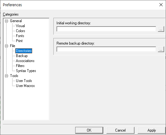 Directories preferences page